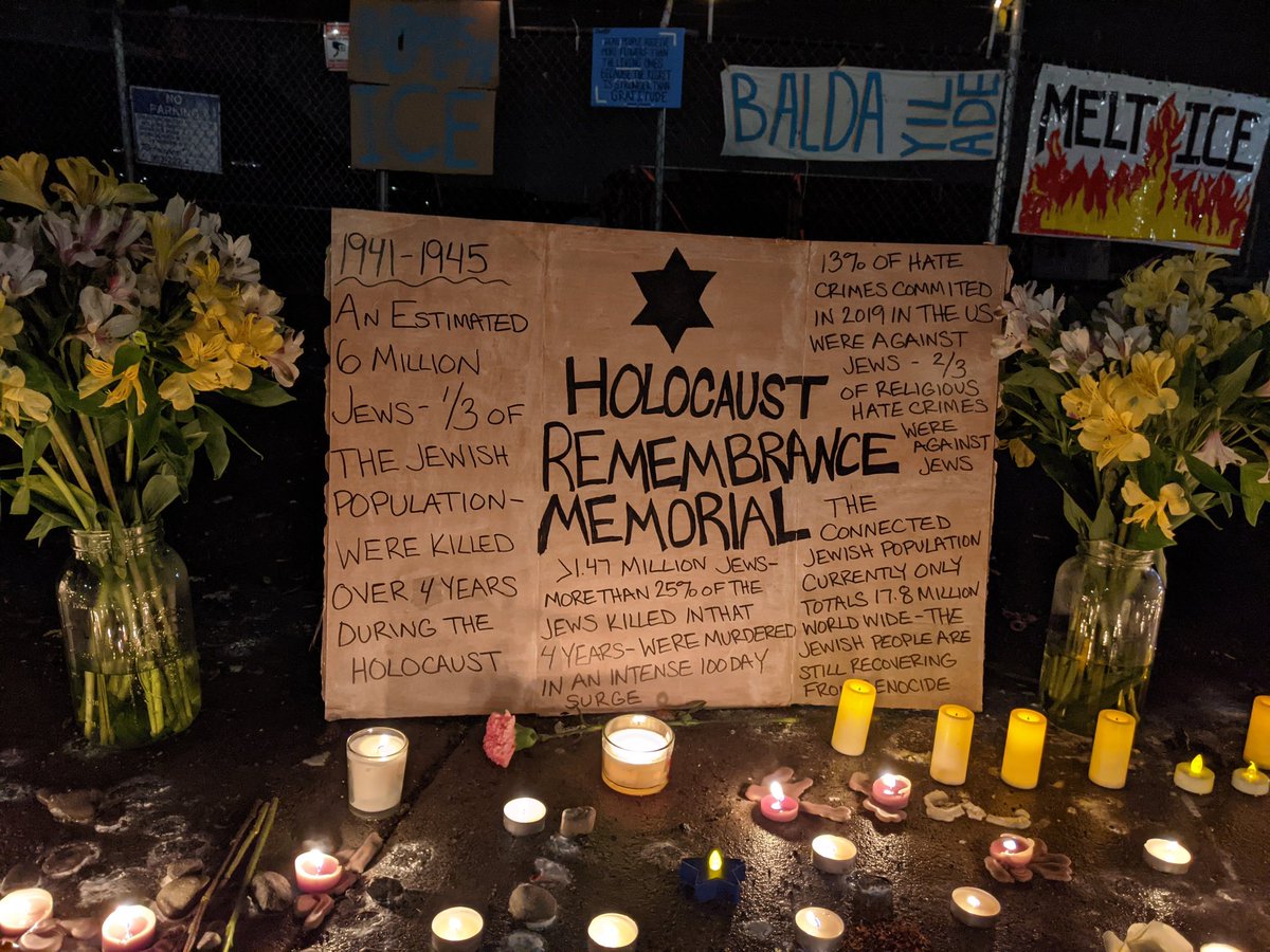 More pictures of the Holocaust memorial outside Portland's ICE building tonight