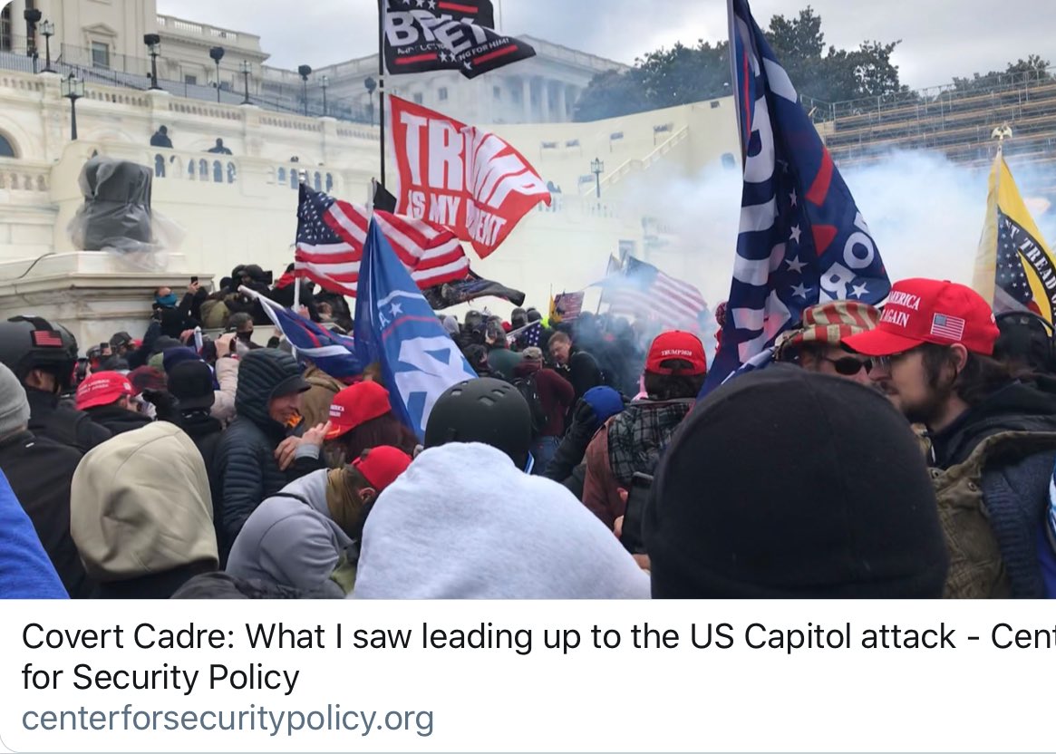 ‘What Really Happened at the Capitol 1/6/2021’Firsthand Account: by J. Michael Waller“The deadly riot at the US Capitol bore the markings of an organized operation planned well in advance of the January 6 joint session of Congress... https://www.centerforsecuritypolicy.org/2021/01/13/covert-cadre-what-i-saw-leading-up-to-the-us-capitol-attack/