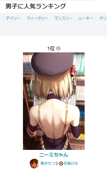 pixiv一般の男子に人気1位初めて取れました。ありがとうございます! 