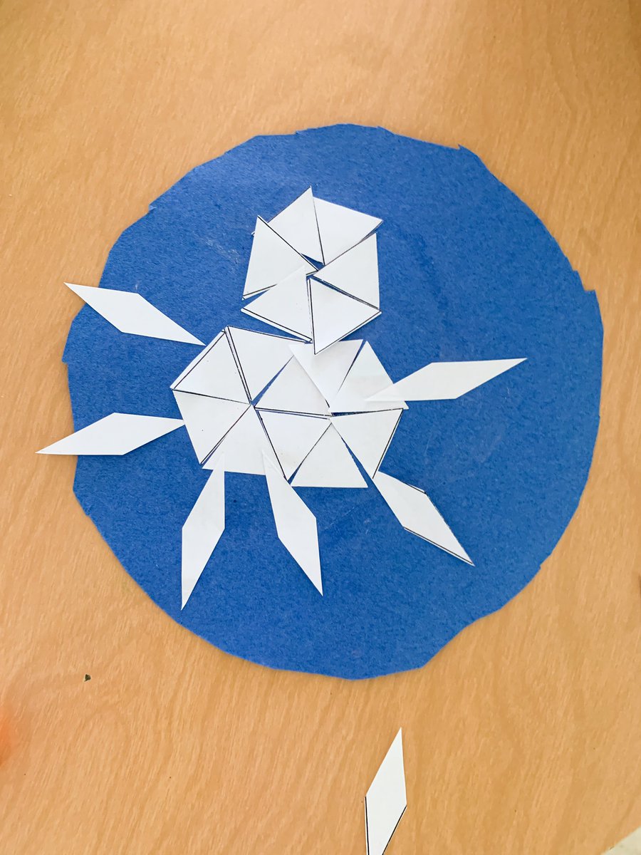 KinderREMS's tweet image. Creating our own pattern block pictures! Once dry, we will use the templates to recreate our friends’ pictures with the real blocks! 🤗