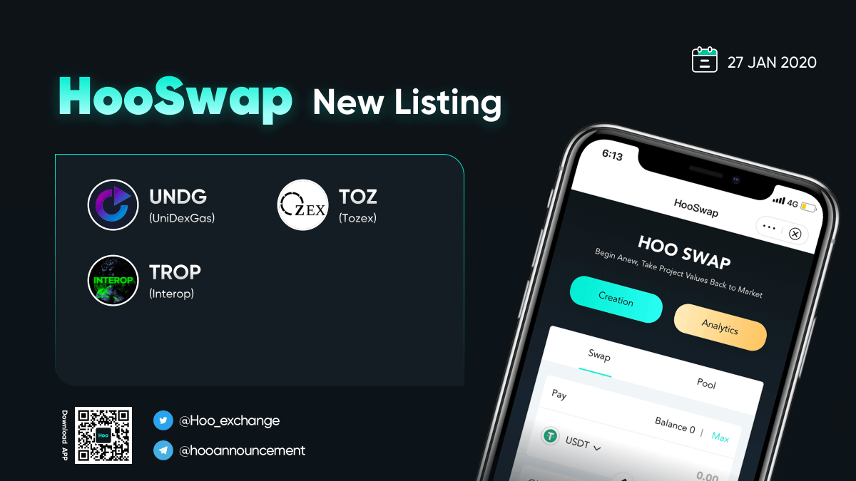 Hoo_exchange's tweet photo. 🌟 $TROP (Interop)
🌟 $TOZ (Tozex)
🌟 $UNDG (UniDexGas)

🚀Listed on HooSwap  @INTEROP_FI @tozexofficial @unidexgas

😍Check it out: https://t.co/a8SQ5oXRHq https://t.co/WZQDcKvxop