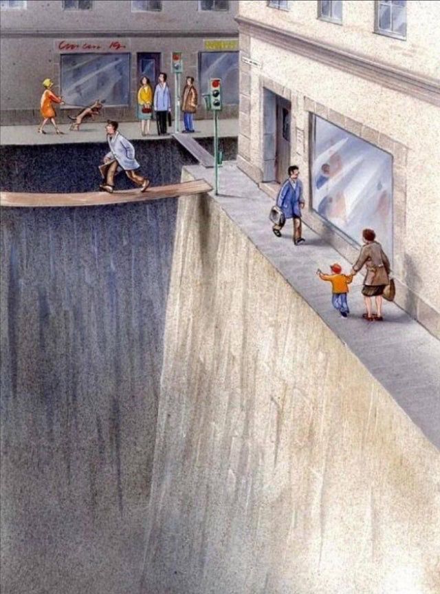 UtterlyInterest's tweet photo. How much public space we've surrendered to cars. Illustrated by Swedish Artist Karl Jilg https://t.co/CfVlxFTJ04