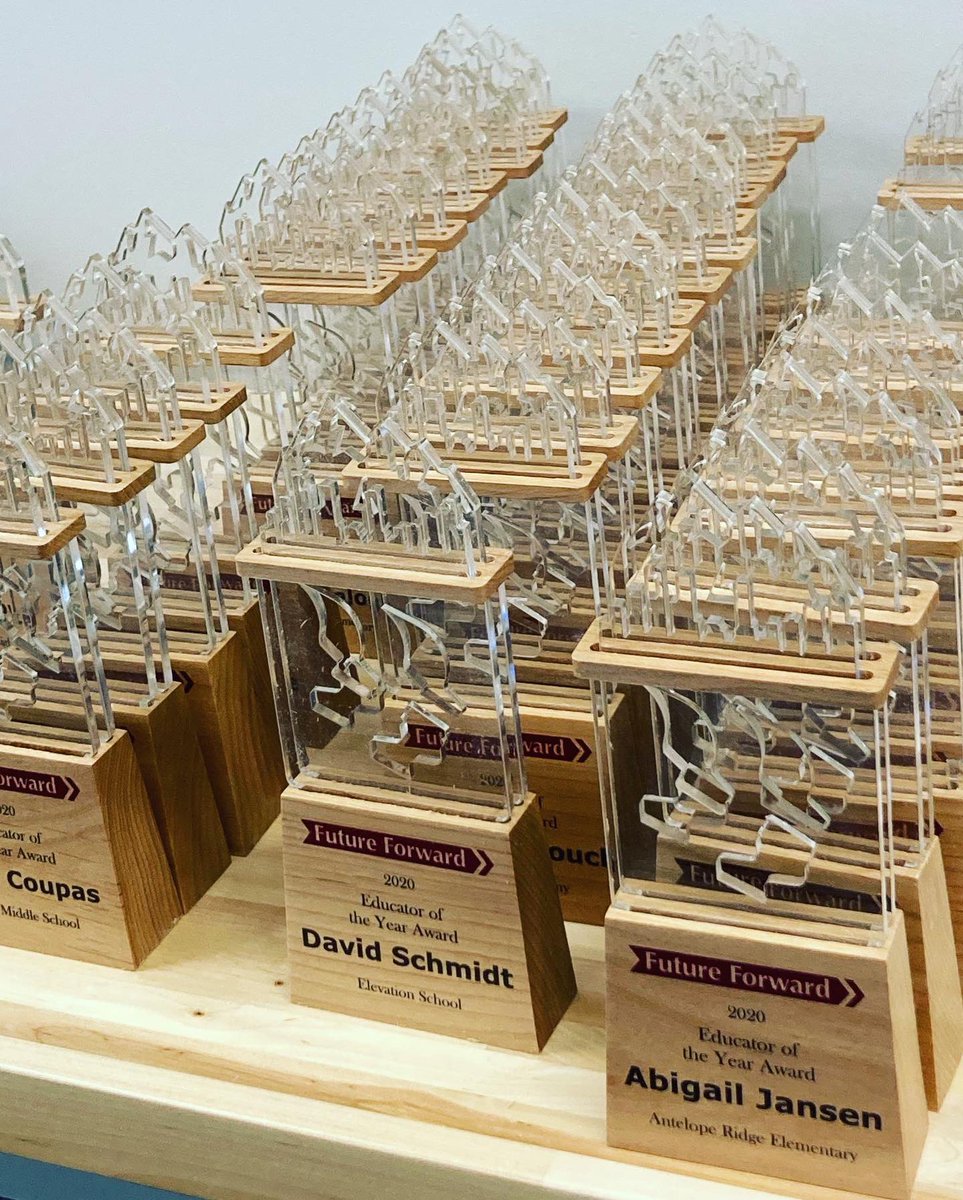 CCIC_CCSD's tweet photo. STEAM students designed, prototyped, presented to clients, fabricated, and assembled the Cherry Creek Schools Future Forward Educator of the Year Awards for 2020!  This is just one of the opportunities students have in the STEAM Pathway to work on real life projects #design #cad https://t.co/AMVkPrm5Tb