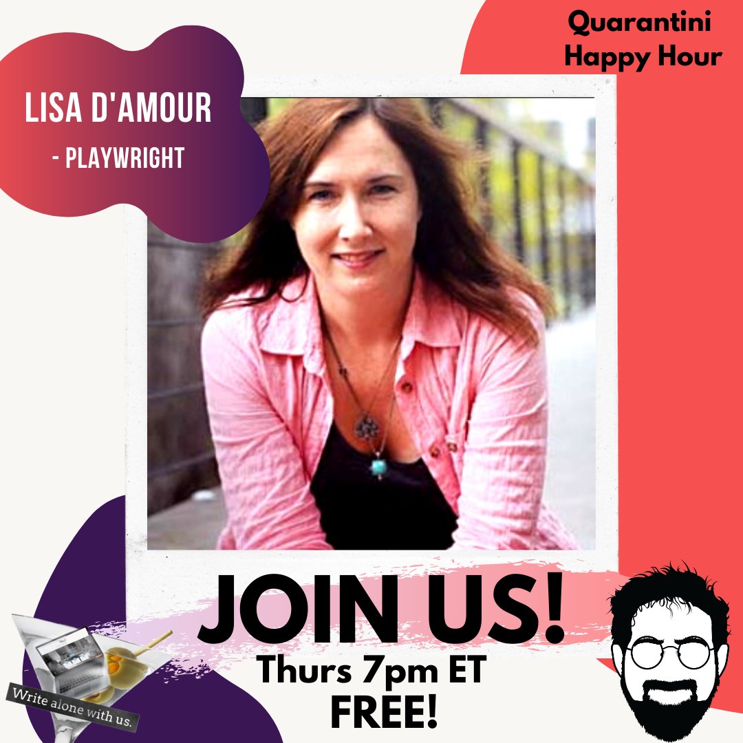 TOMORROW! Join Broadway Playwright Lisa D'Amour for a FREE Writing Workshop and Happy Hour. tinyurl.com/qrtini

#writer #playwright #play #theatrewriter #theaterwriter #playadaptation #freewritingclass #writingclass #playwritingclass