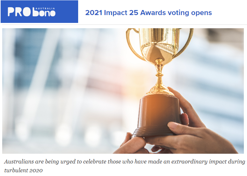 Great to see WA in the shortlist for the 2021 Impact25 awards, including <a href="/vanessarauland/">Dr Vanessa Rauland</a> and @svens111  championing our #socent+#impinv sector. Congrats to the all our friends on this list. Support recognition of the for-purpose sector with a vote at: surveymonkey.com/r/J78MBSB