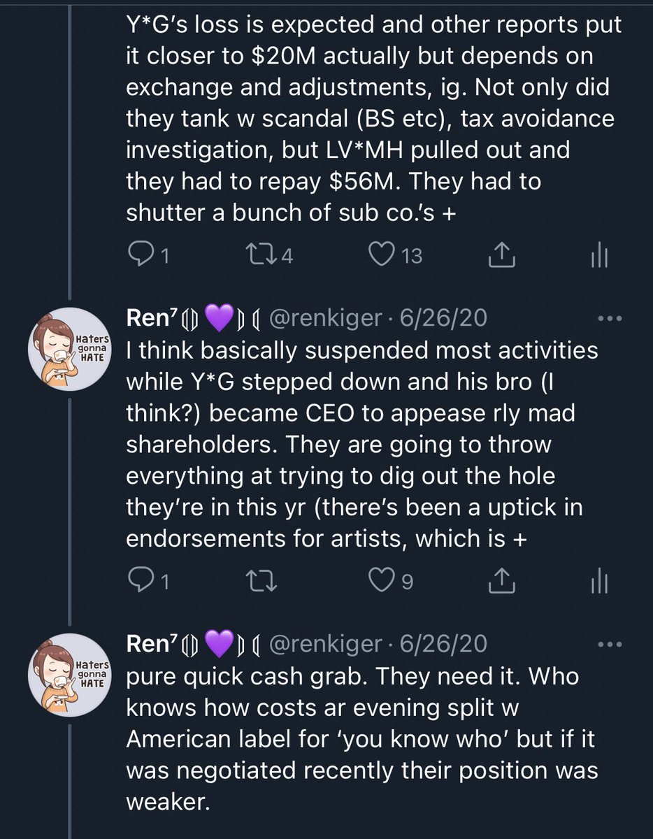 This is ammunition in the platform wars, plus a future revenue stream for BeNX not dependent only on BH artists -> less risk perception by investors.YGEnt had a BRUTAL 2019. That’s not stan twt, that’s numbers. It’s spent 2020 digging out.It’s gotten rid of unprofitable subs
