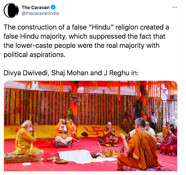 sanjeevsanyal's tweet photo. In other words, we Hindus do not even exist. So, our history, culture &amp; world view cannot possibly matter. When Europeans colonizers wanted to fully take over a place like Australia, they declared it "terra nullis" (uninhabited) - this is the same idea. https://t.co/o5PX75sKuZ