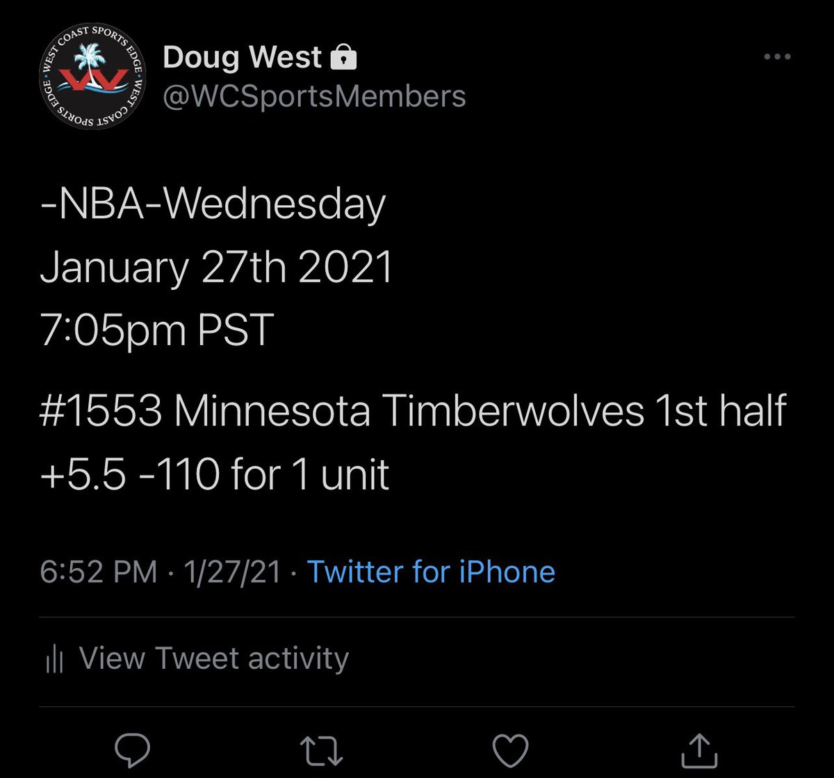 WCSportsEdge's tweet photo. Only 1 NBA play for me tonight... Hop on it and cash with me!

Current NBA Season Record
36-27 for +12.7 units
57.1% ATS

Good luck and let’s get it!

🏀 https://t.co/oVZEOTqrsX