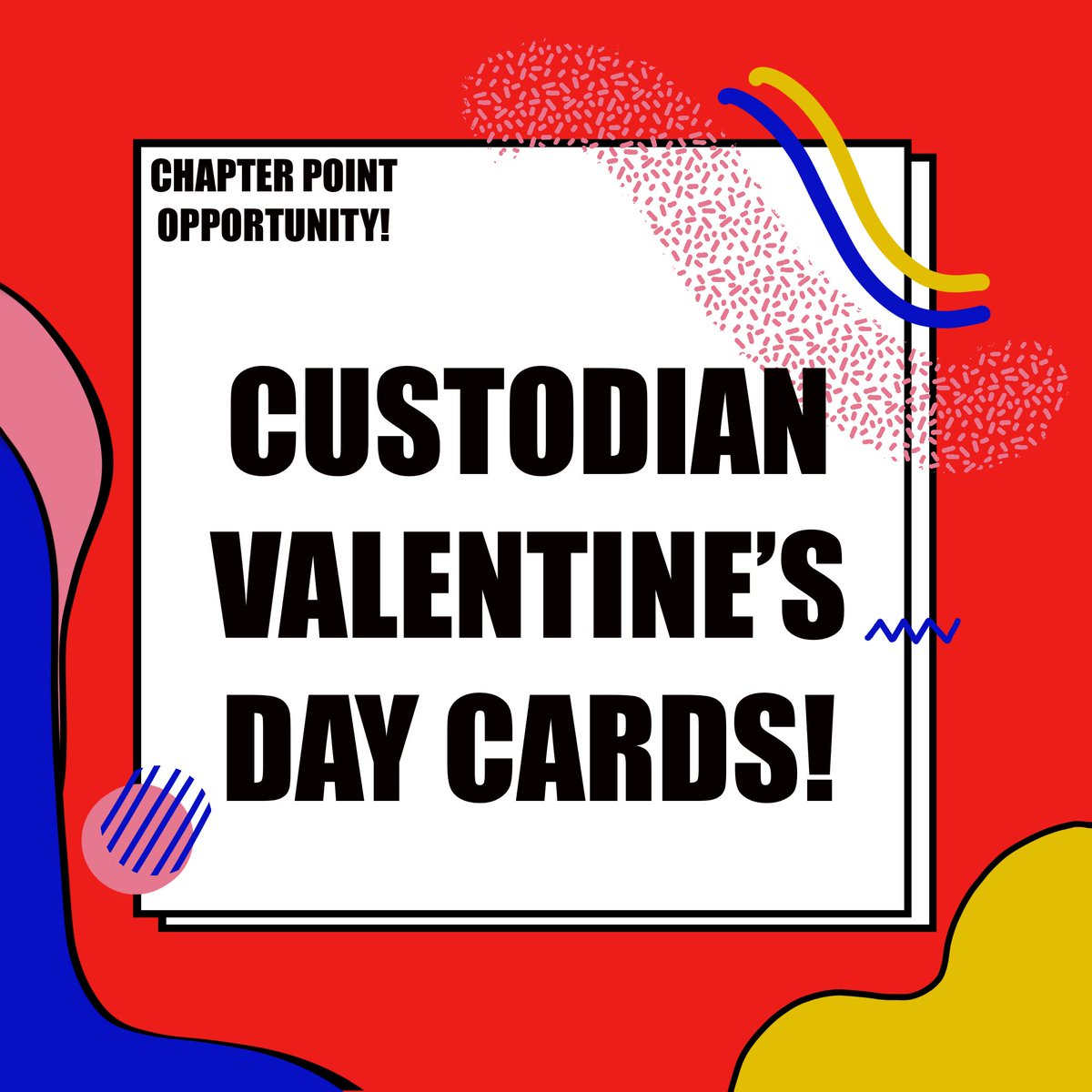 commNHS's tweet photo. Chapter Point Opportunity!

Valentine’s Day is right around the corner and we wanted to do something special for our amazing custodians!!

Check out the schoology for more information! 

Here’s an example you can go by! But feel free to write your own message! https://t.co/9r2Rc20qND