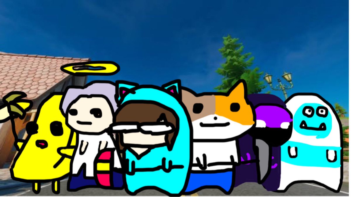 わさわさ 全員でスクワット来たよー 反則 バナナはちょっと描き変えた フォートナイト Fortnite イラスト お絵描き わさわさイラスト