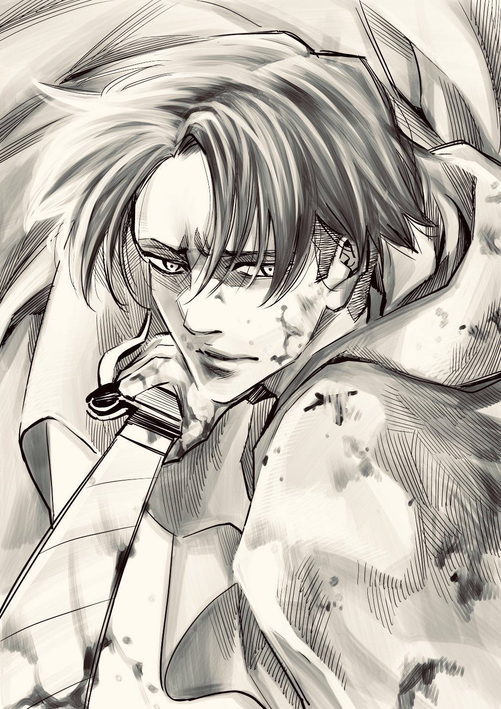 神崎裕也 次回作準備中 進撃の巨人３４巻読みたすぎてラクガキ 個人的にはジャン推しなんだけど気がついたらリヴァイ兵長描いてしまった