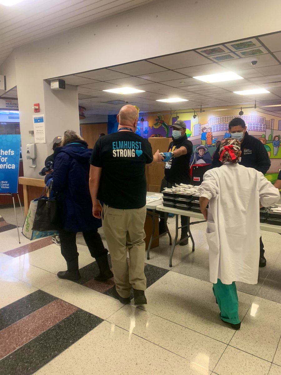 natemook's tweet image. Busy night shift at Elmhurst Hospital in Queens! The @WCKitchen team is serving meals to frontline staff from 7-11pm so these heroes can get a fresh-made dinner—whether going home for the night or just starting their shift. Tonight was BBQ chicken &amp;amp; 3 bean chili! #ChefsForAmerica