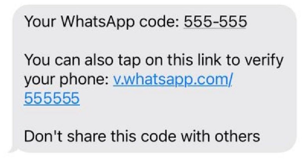 Alerta: Robo de cuentas de usuarios de Whatsapp

Si recibes un mensaje solicitándote que re-envíes un código verificador de 6 dígitos, NO SE LO ENVÍES ! 
Es una modalidad de engaño para robar tu cuenta de whatsapp.

Así se ve un mensaje de engaño: