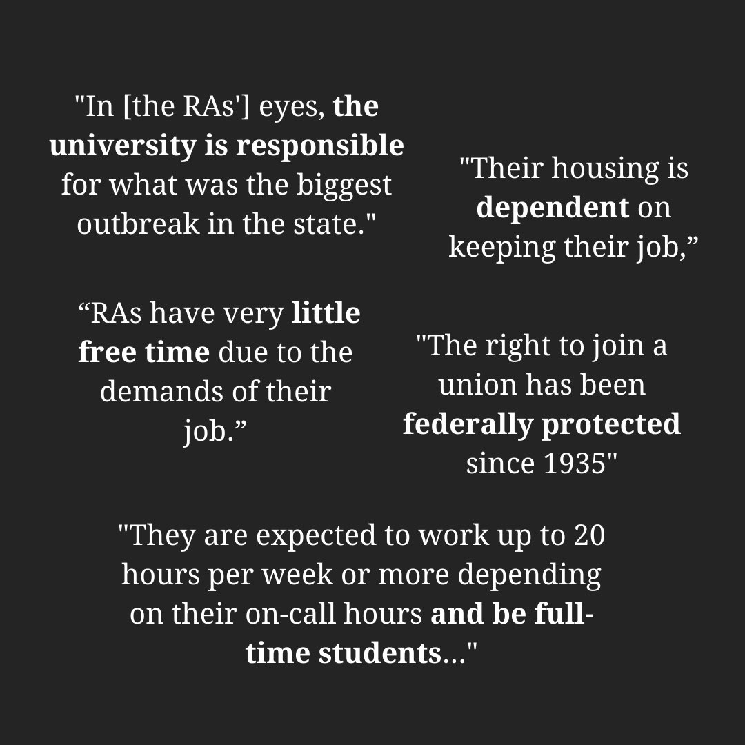 CUBoulderRAs's tweet photo. The CU Independent wrote an article on our Union’s demands, featuring an interview with our union coordinator, Madeline Pettine. Check out these notable quotes from the article! https://t.co/9KwbQt8ptg