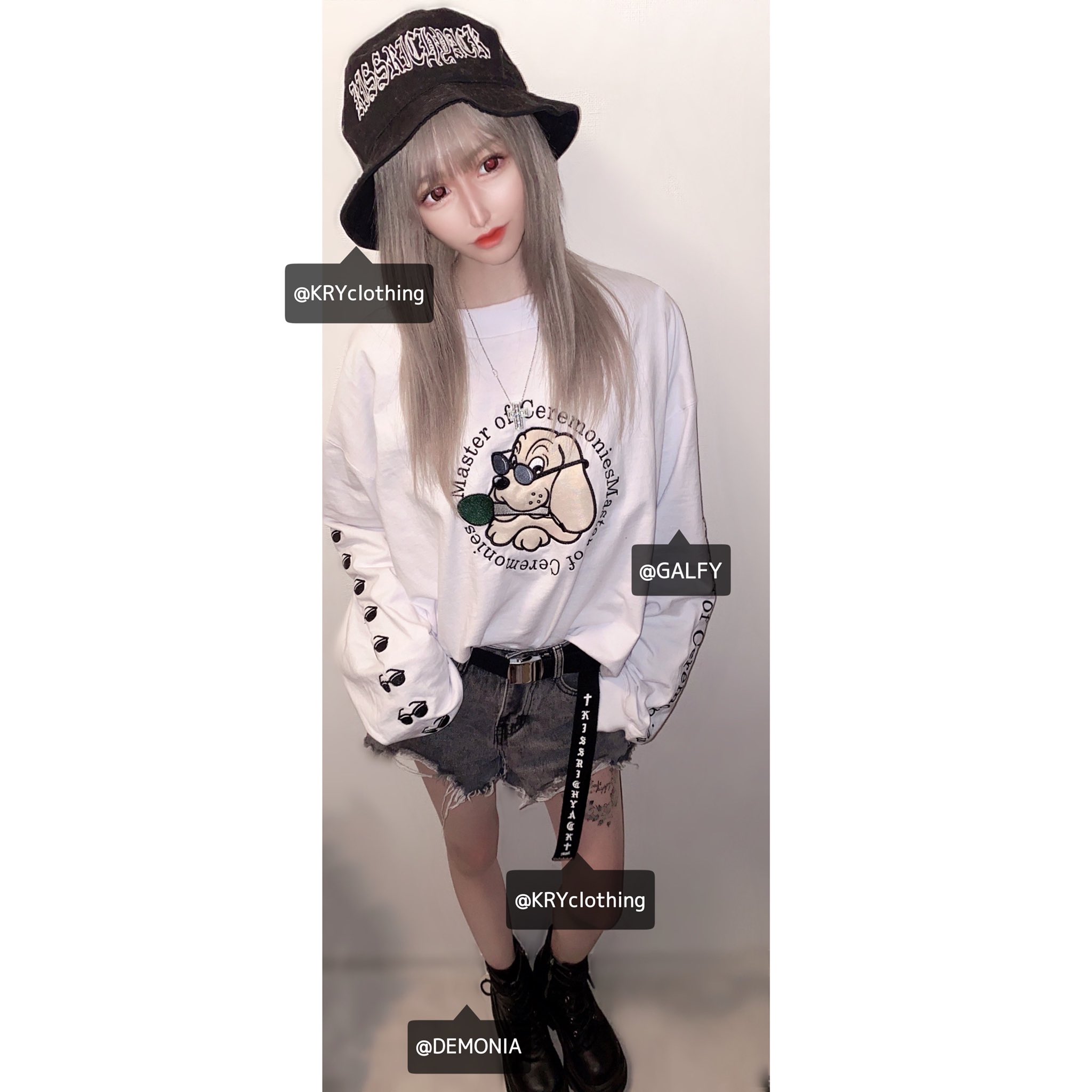 GALFY×XRN×KRYパーカ】黒色 (ガルフィー パーカー(レディース GALFY×XRN×KRYパーカ】黒色 (ガルフィー パーカー(レディース