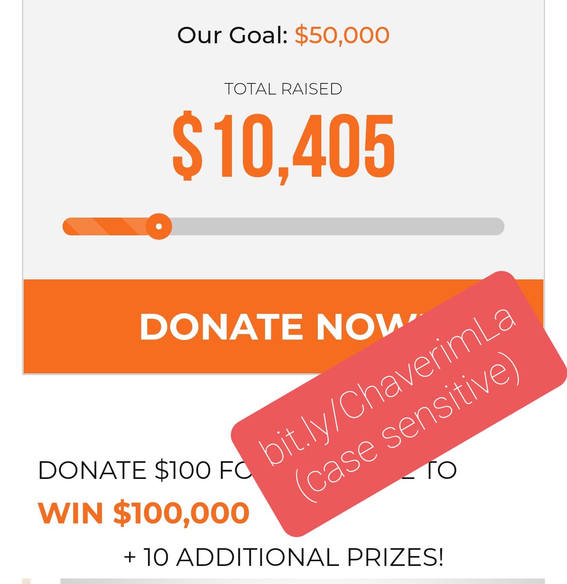 ChaverimLA's tweet photo. We hit the goal for 10k! Now we need to reach the end of the campaign! Please share. Case sensitive: https://t.co/tysd5zdKs3 https://t.co/XFMev3KwIf