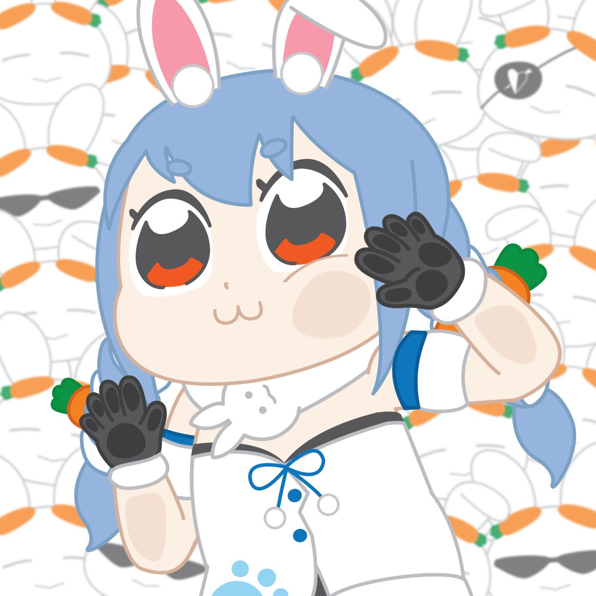 usada pekora 1girl animal ears :3 rabbit ears blue hair gloves braid  illustration images