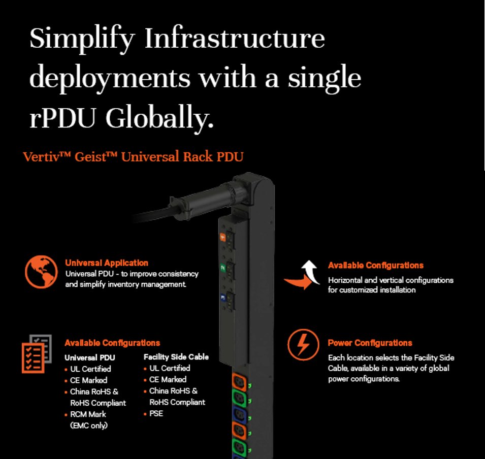 Well, there is a "One type that fits all" for your power distribution needs. Introducing the latest Geist rPDU from Vertiv, that completely takes care of the incoming facility connections to your IT racks, that too with ease. To know more, click ms.spr.ly/6014pQ1Cm