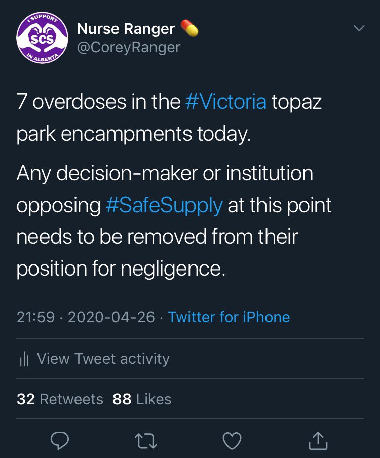 Amidst fears of the global pandemic was the very clear and present danger of the  #overdose crisis. Or should I say the mass poisoning crisis.We called on decision-makers to offer housing, urgently, as the risk was rising exponentially for people camping in the park.