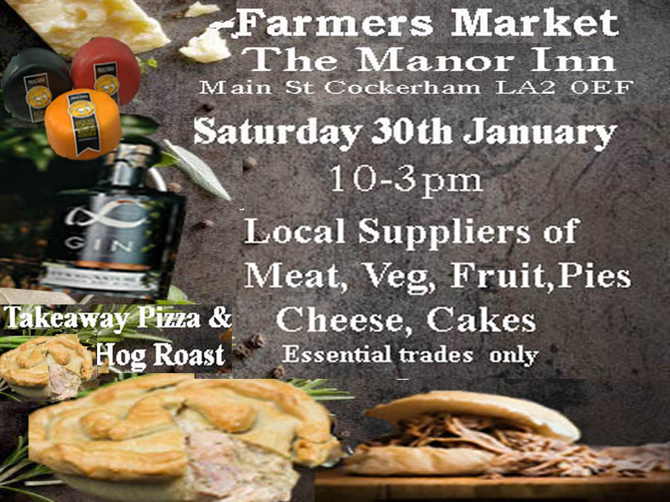 Artisan Market <a href="/ManorCockerham/">The Manor Inn</a> Saturday 30th January <a href="/ShirleysPies/">Shirley Roberts</a> <a href="/pizzaranauk/">PIZZA RANA</a> <a href="/PiggeryD/">PiggeryDesigns</a>
<a href="/TwistedWheelBC/">Twisted Wheel Brew Co.</a> <a href="/LancashireVisit/">Visit Lancashire</a> <a href="/visitlancaster/">visitlancaster</a>
<a href="/LDMagazine/">Lancaster District</a> <a href="/MarketingLancs/">Marketing Lancashire</a> <a href="/lancstelegraph/">Lancashire Telegraph</a>
<a href="/LocalChoice1/">Local Choice</a> <a href="/GuardianDigital/">Lancaster Guardian</a> <a href="/LancasterCityUK/">➙ ➛Eloṉ̲ Mυʂk ̲ ➔ ➜ᅠᅠᅠᅠᅠᅠᅠᅠᅠᅠᅠᅠᅠᅠᅠᅠᵈºᵍᵉ</a>
<a href="/LancashireIn/">MadeInLancashire</a> #dogfriendly  #farmersmarket