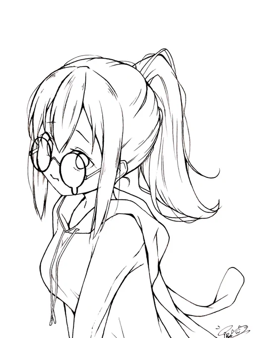 ロボ子さん描いた〜〜
塗り絵にどうぞ( ¨̮ )?

#ロボ子Art 