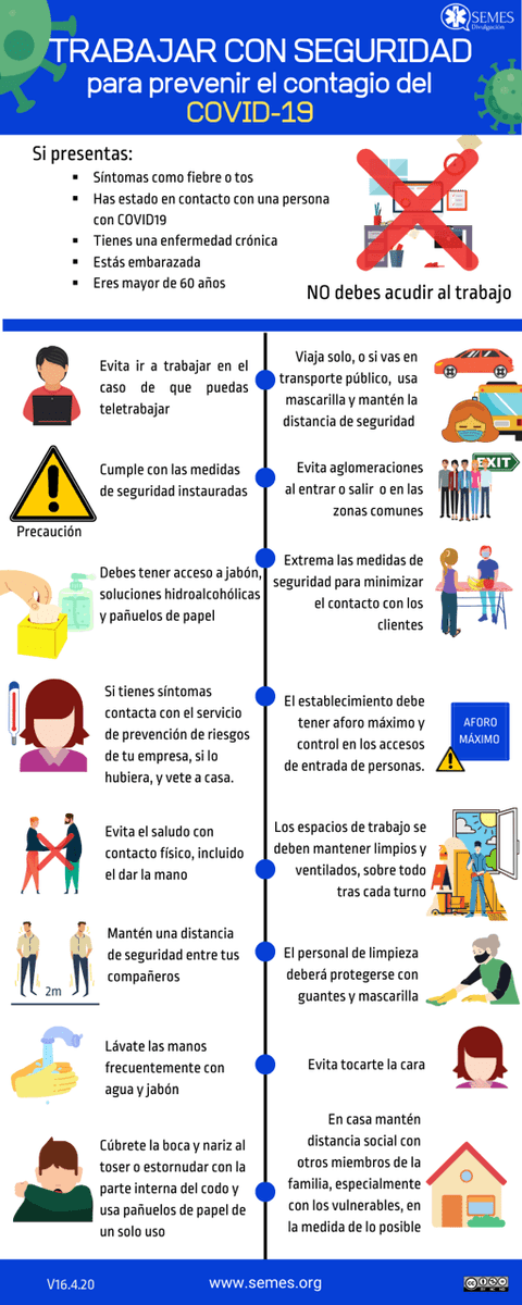 #DivulgaSEMES 
Te recordamos estos consejos para prevenir el contagio de #COVID19 en tu puesto de trabajo
#ProtegetedelCOVID19 
#ProtegeteYProtegeALosDemas 

Más información: semes.org/semes-divulgac…