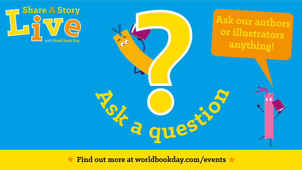 WorldBookDayUK's tweet photo. Even more excitingly, YOU can ask our Share A Story Live authors and illustrators a question! Don’t be shy - we’d love to hear from you. Get involved by submitting your question to our special guests and they might just answer it on the day: https://t.co/MhBn5MG4yT https://t.co/vZNQEVkOPn