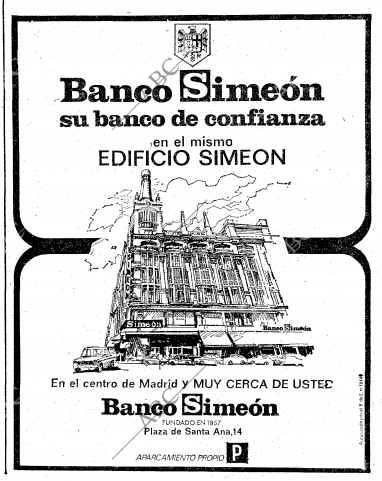 Entre 1975 y 1989 el edificio fue la sede del Banco Simeón