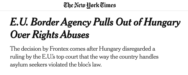 At least one part of the EU has finally realised it's impossible to work with the abusive regime in Hungary... You can't cooperate with a member state where rule of law has no meaning.  https://nyti.ms/3r0XvP4 
