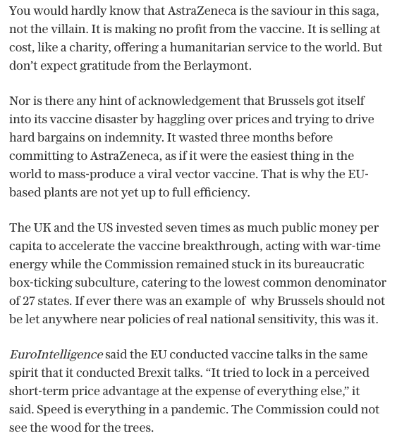 mattwridley's tweet photo. The European Commission rightly skewered by Ambrose Evans Pritchard over its shocking attempt to scapegoat Astrazeneca for its own failings. https://t.co/jDtnfhpQga