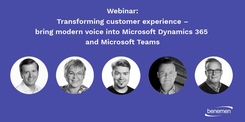 Enreach for Enterprises (@enreachent) on Twitter photo Amazing things happen when you integrate #voice with #Microsoft #Dynamics365 and #Teams.
Join our #webinar to find out more and meet <a href="/trinnema/">Tommi Rinnemaa</a> @juhamattiM <a href="/OlliKojonen/">Olli Kojonen</a>!
bit.ly/2YoHXrQ Amazing things happen when you integrate #voice with #Microsoft #Dynamics365 and #Teams.
Join our #webinar to find out more and meet <a href="/trinnema/">Tommi Rinnemaa</a> @juhamattiM <a href="/OlliKojonen/">Olli Kojonen</a>!
bit.ly/2YoHXrQ
