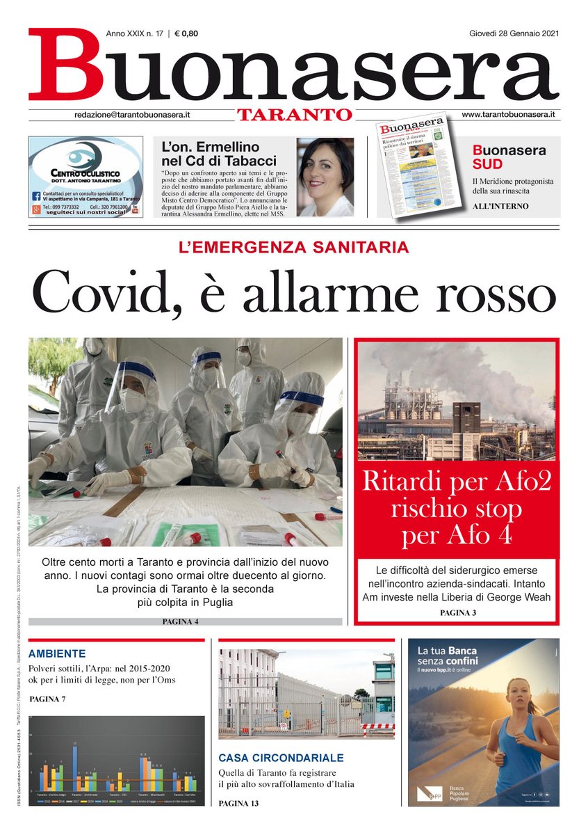 📌 #COVID è allarme rosso 
📌 @AErmellino nel CD di @BrunoTabacci
 📌 @ArcelorMittalIT ritardi Afo2 e rischio stop Afo4
@UilmNazionale @FIMCislStampa @fiomnet @usbsindacato
👉 #Buonaserasud ricostruire il sistema politico dai territori
#28gennaio