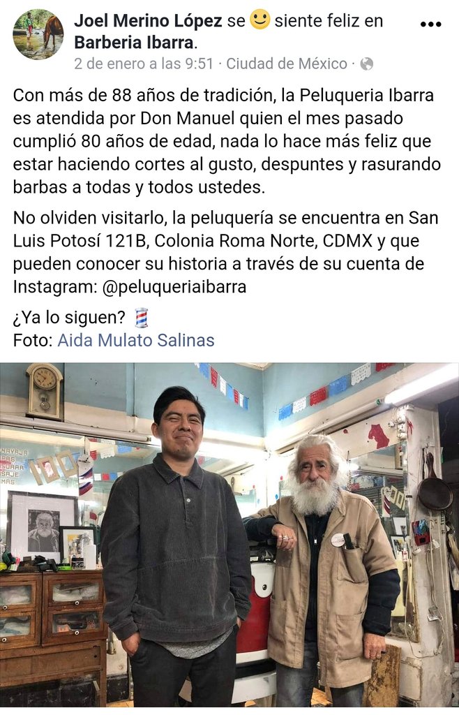 CondesRomaUnido's tweet photo. Barbería Ibarra en San Luis Potosí 121b y Jalapa Col Roma vecinos colonia Roma apoyemos a Dn Manuel  @RomaenRebeldia @penelop08996159 @ColoniasRoma @LaRomaMex @LaRomaDF @debalarcon10 @HipodromoRoma @daviddelapaz @PAG_Roma @PazLaRoma @RomaCondsaQueja @RomaCondesa @DoorRoma https://t.co/wHcvG7DB2b