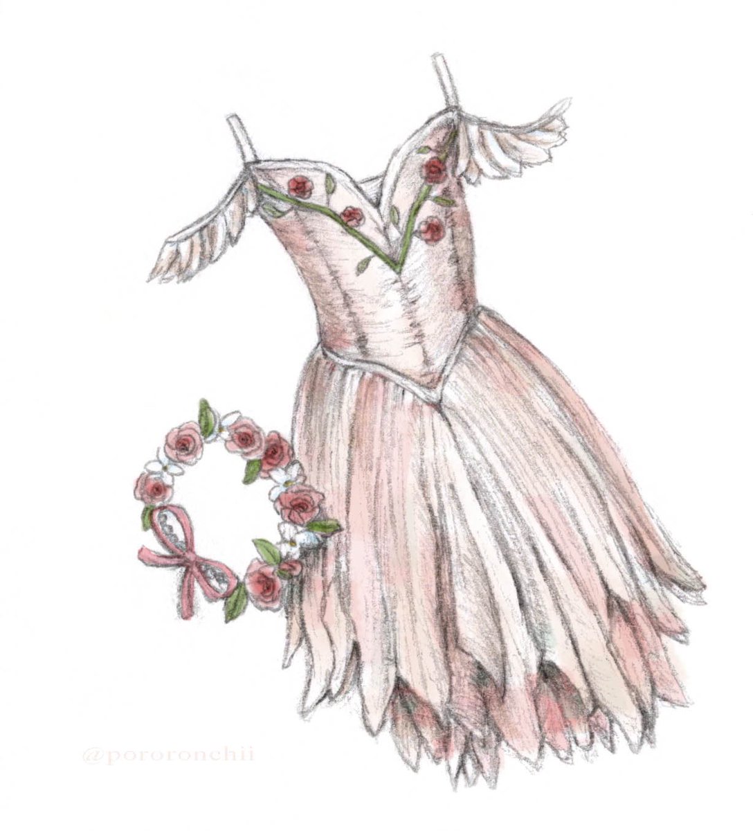 たかはし ちひろ ピンクのチュチュ チュチュを着て ふんわりと空を舞うバレリーナさん素敵です バレエ 衣装 チュチュ イラスト Ballet Illustration