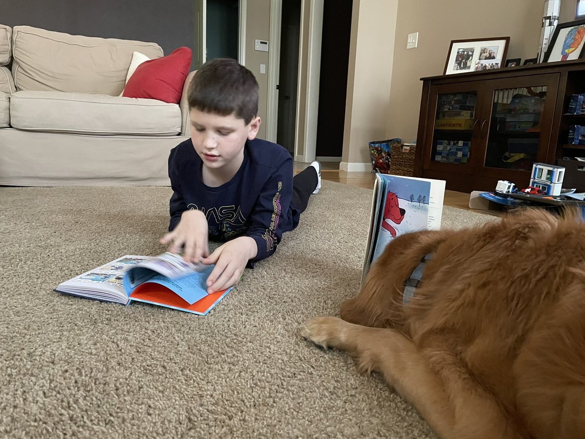 TourdeShadow's tweet image. Seizure (we think maybe) number one. My brother tried to get me to read Clifford with him.