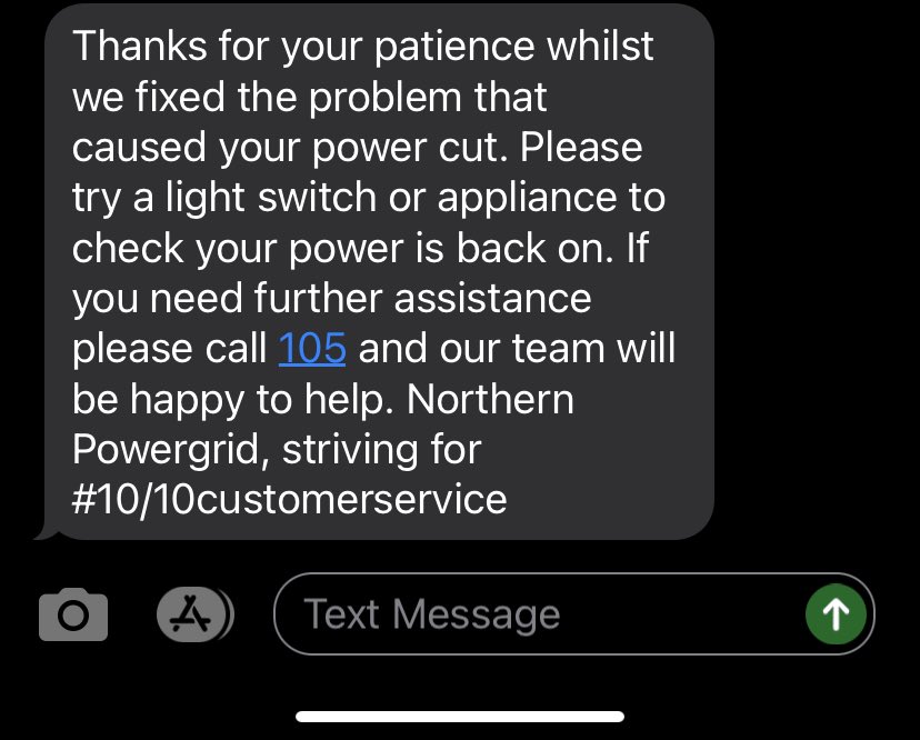 Andy_Sways's tweet photo. So today’s lesson - Electricity... if you can turn your lights on, you have it 😄 if you can’t, you don’t have it 😕 (since Nov, this is power cut number 7)! #NorthernPower - side note stop wasting time on coming up with hashtags and focus on erm... providing electricity!!! https://t.co/z48gYXJMuv