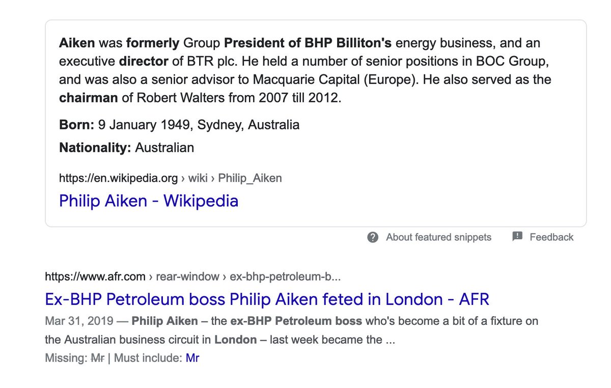 A bit of a post script for you all on Rupert Murdoch's manufactured Aust Day UK "award"If you need to alert any media to the farcical nature of these awards - show them this:Mr Philip Aiken was once, among other things, a BHP Petroleum boss in the UK. Nothing wrong with that.