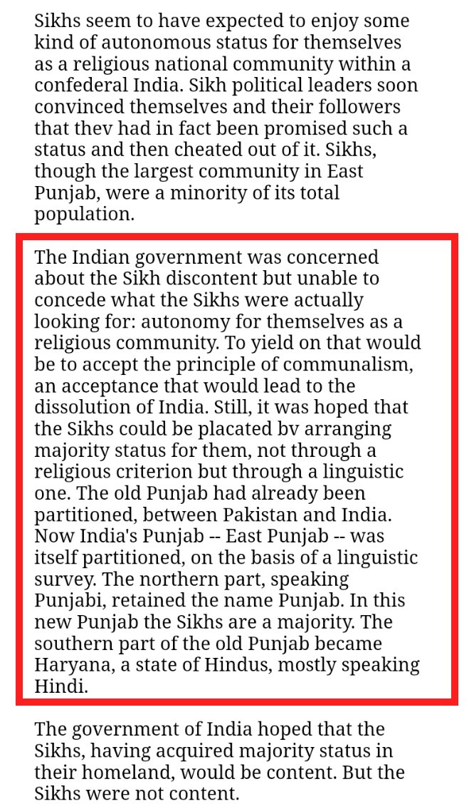 Sικh seeking autonomy had put Indian gov under serious concerns, India decided to further divide East Punjab, where north Punjab would stay with Sικh & south Punjab dominated by Hindu Jaat will be the state of Haryana. The idea was to design a province where Sικh enjoy majority