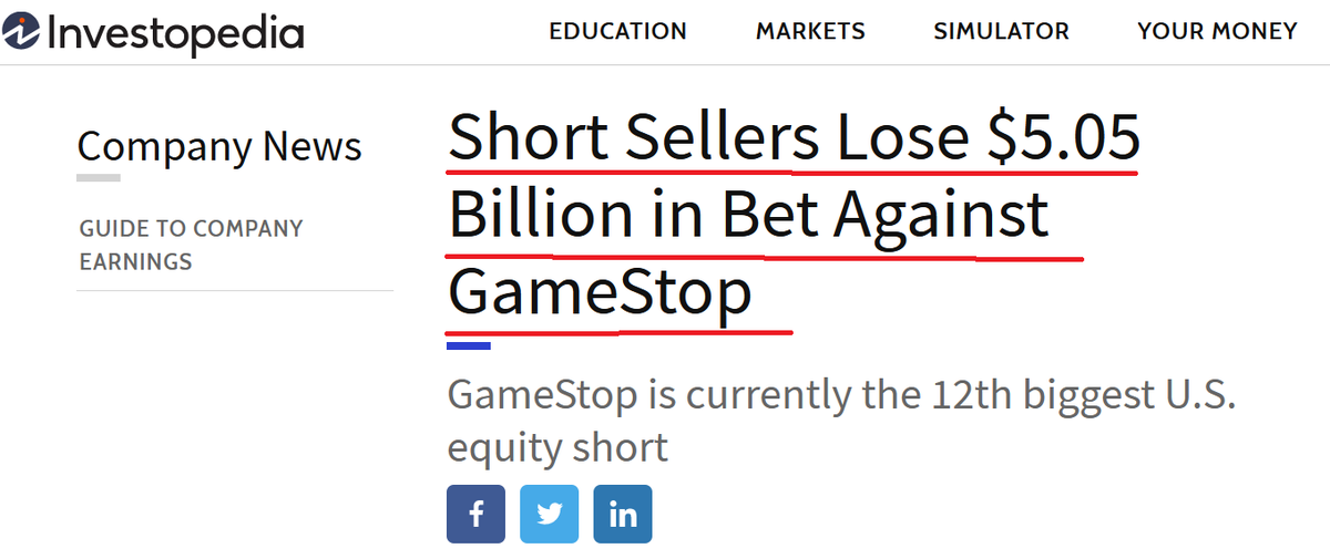 8/As of right now, hedge funds that bet against Game Stop have lost 5 BILLION DOLLARS. And the bloodbath isn't over. And this is where we get to the blue check industrial complex.[*Addendum* I'm informed reddit has had people argue game stop would rise for a year. See pic 2]