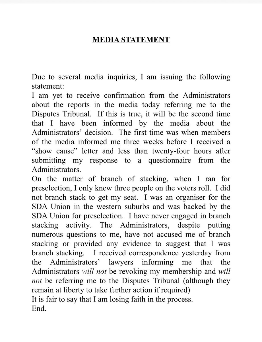 My statement on today’s media article.