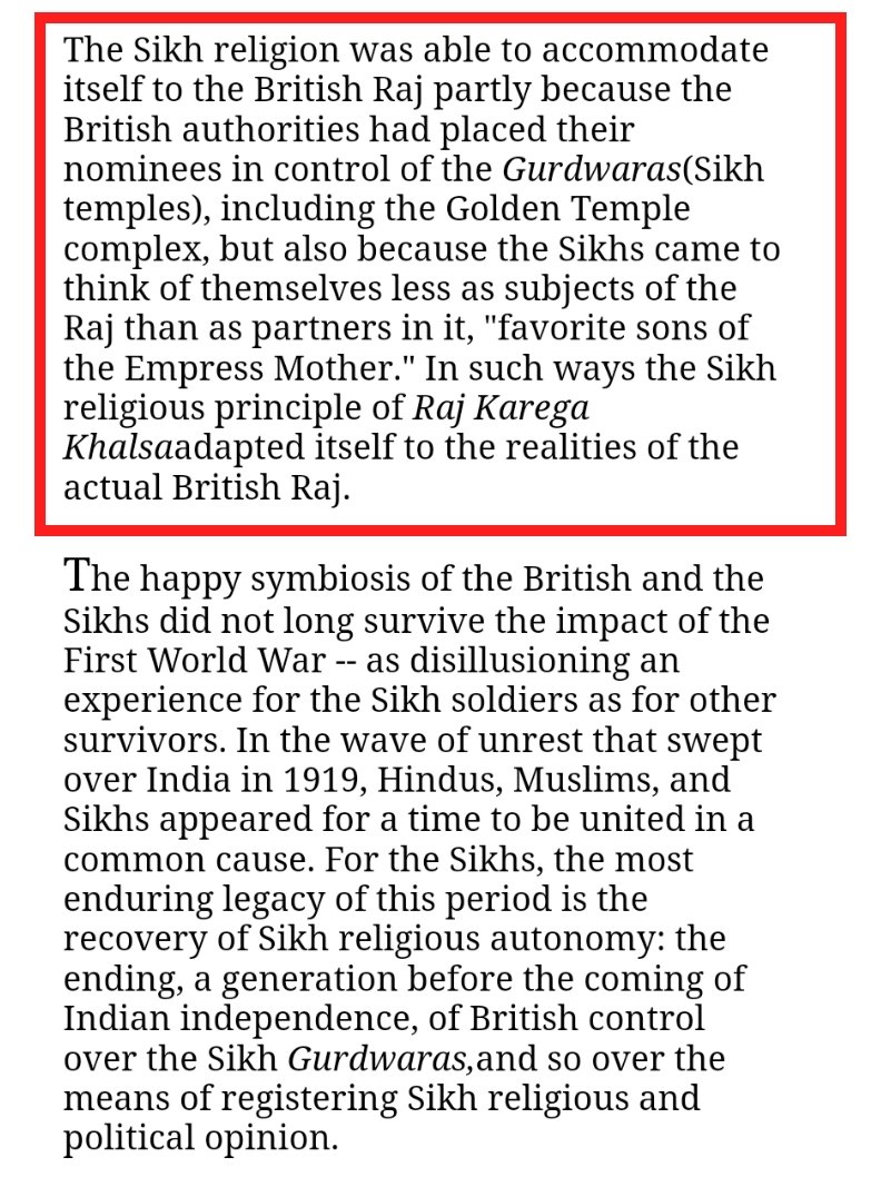 During British Raj, Sικhs started considering themselves as partners in governance. British were impressed by courage & martial powers displayed by Sικhs in Anglo-Sικh war, they recruited Sικh in military & Sικhs supporterd British in 1857 mutiny by going against fellow soldiers