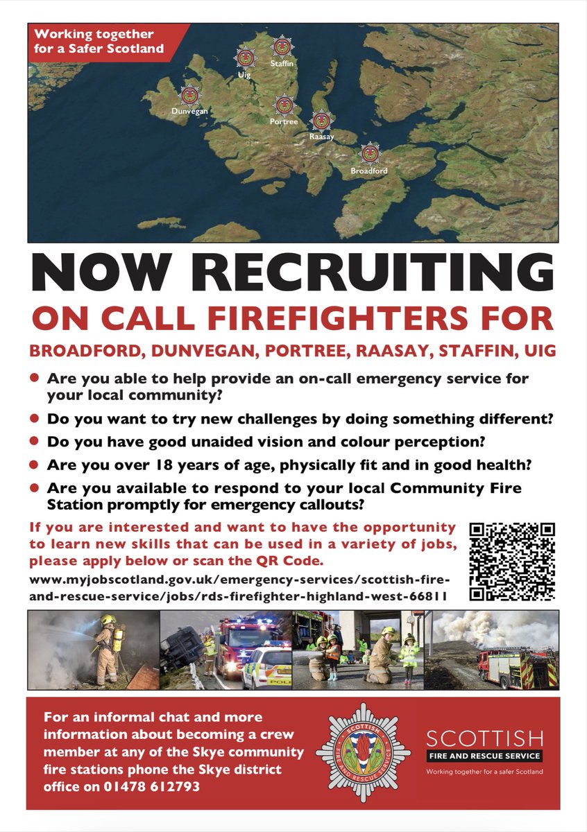 We’re looking for on call firefighter to join us at stations on the beautiful Isle of Skye and Raasay. Opportunities to earn a second income, join a professional team whilst learning new skills that make a real difference in supporting your local community.