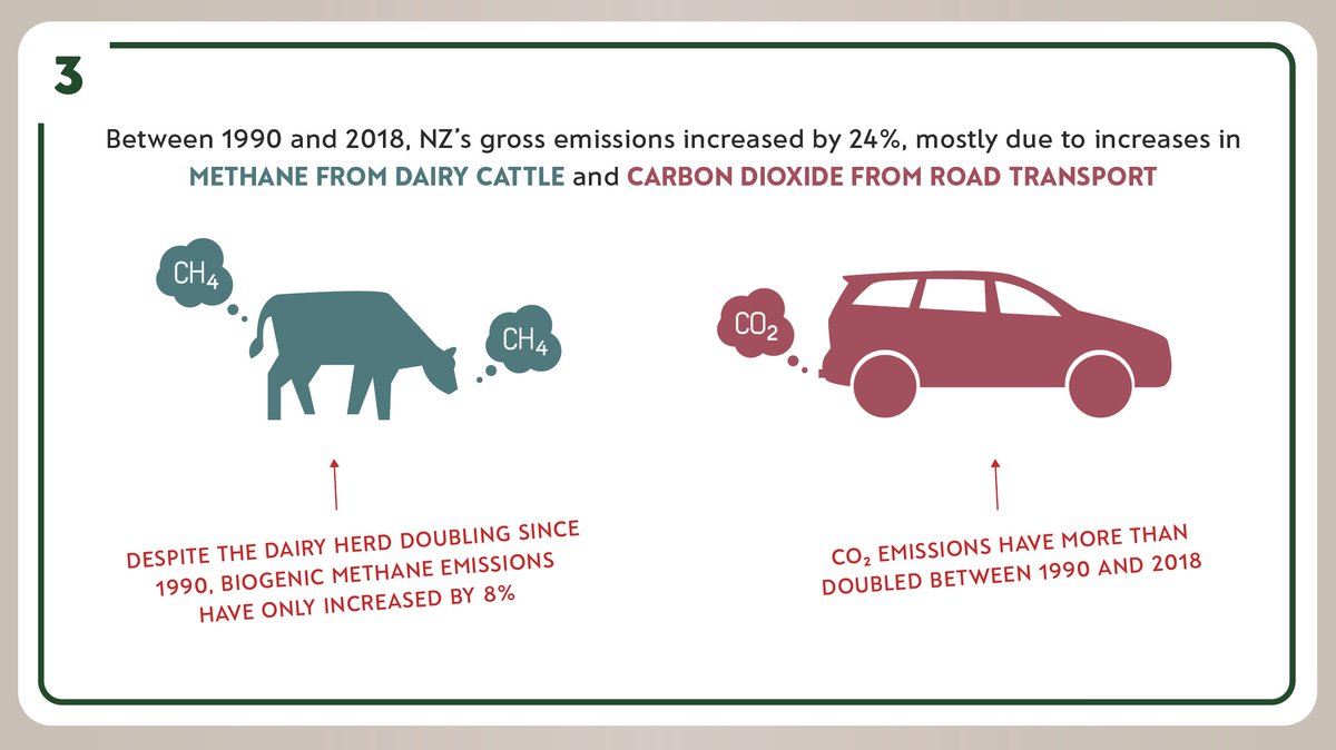 Between 1990 and 2018, NZ’s gross emissions increased by 24%, mostly due to increases in CH4 from dairy cattle and CO2 from road transport