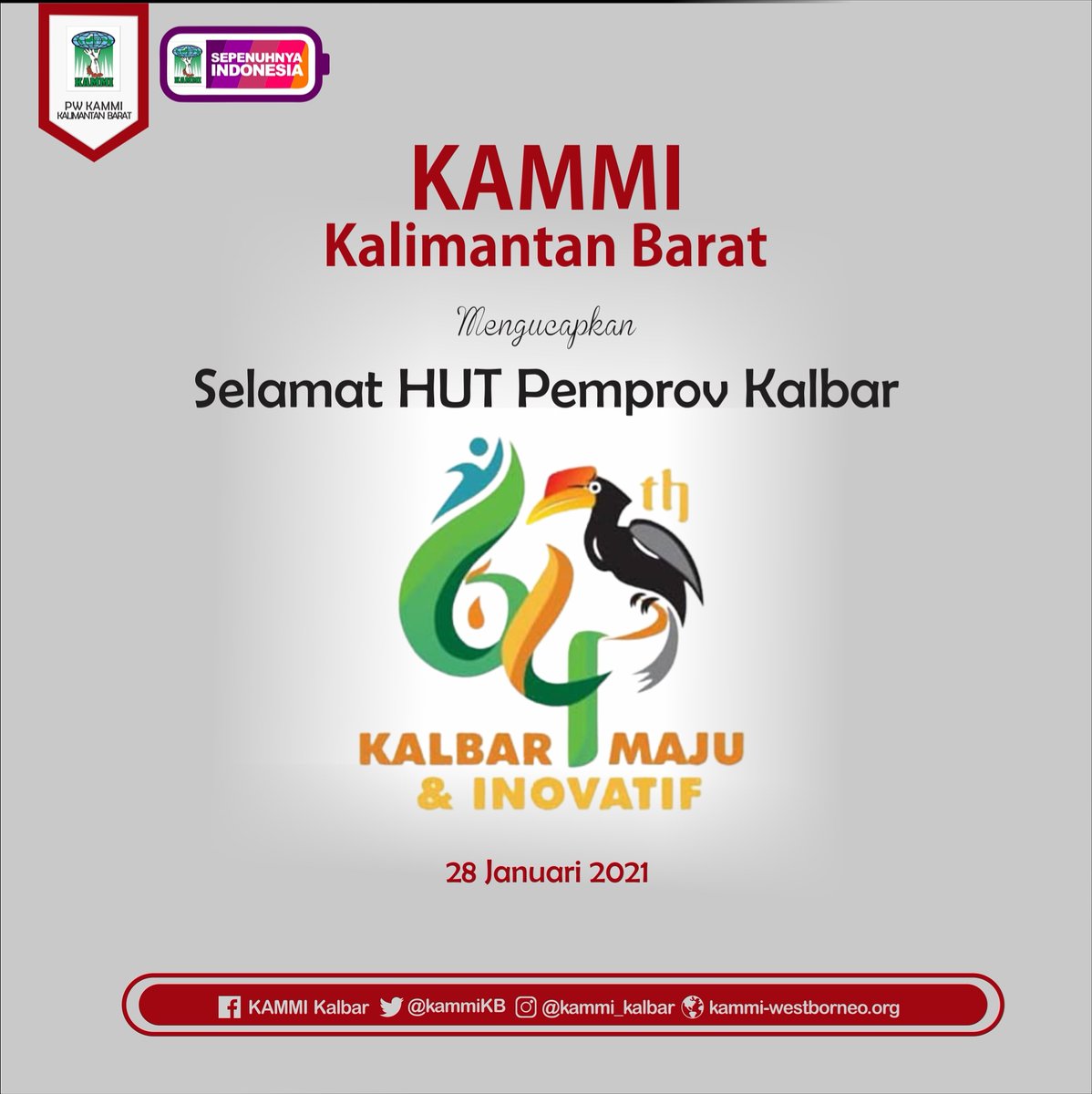 kammiKB's tweet photo. Dirgahayu Pemerintah Provinsi Kalimantan Barat ke 64 Tahun

Semoga menjadi provinsi yang aman, dan damai. 
Maju dan inovatif dalam malayani masyrakat

#kalbar64tahun
#dirgahayukalbar64tahun

__________
Facebook: KAMMI Kalbar
Twitter: @kammiKB
Instagram: @kammi_kalbar https://t.co/4w5rfezex1