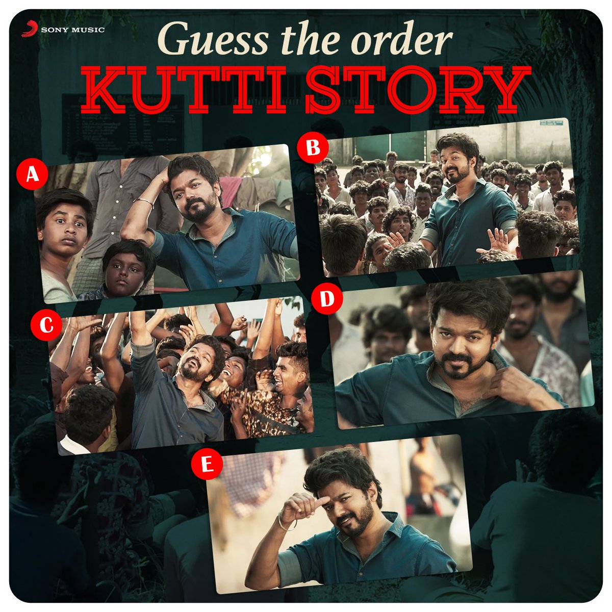 Guess the order and tell us how much you love our #Thalapathy's #KuttiStoryVideoSong in the comments! 😎🎶

➡️ bit.ly/KuttiStoryVideo

#VeetlaIsai