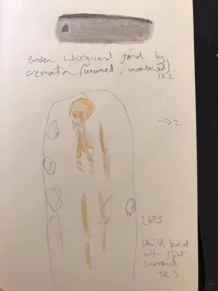 6) Ramsauer stayed with me. When I Co-directed the  #opnightingale work at Barrow Clump, I knew the 1:10 drawings would be archived and thus wanted my own easy record of finds, locations and notes. Hence the affectation of my site book with drawings of the 6th C dead.  #digideath