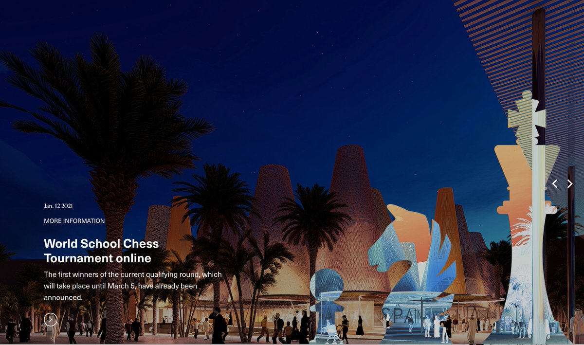 During the Expo, the Spanish Pavillion 🇪🇸 will also host the final of the World Online School Chess Tournament at Expo 2020 Dubai, under the motto ‘Intelligence for Life’. More info: @ExpoSpain2020