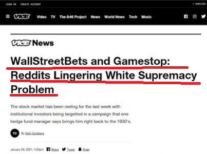 12/So instead of cheering a story about the little guy taking on Goliaths of the financial industry and teaching them a lesson about gambling with people's lives, Discord bans them for hate speech while blue checks/journolists insinuate that they're white supremacists and Nazis