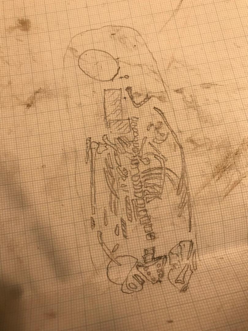 14) On our private Facebook page I have drawn pen/ink images of the 18/19thC convict burials from Rat Island to complement the archive & pick out detail like holes in teeth from pipe smoking. With some of the burials, photos are not easy as they are in the cliff face.  #digideath