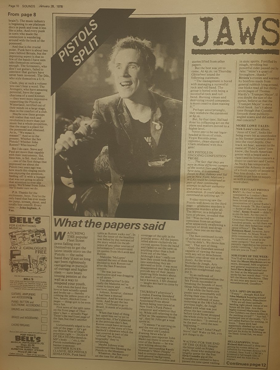 Sounds Clips (@soundsclips) on Twitter photo Sex Pistols Split continued, plus a review of their San Francisco "last" concert by <a href="/Jonh_Ingham/">Jonh Ingham</a> and What the papers said. Sex Pistols Split continued, plus a review of their San Francisco "last" concert by <a href="/Jonh_Ingham/">Jonh Ingham</a> and What the papers said.
